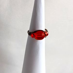 Bronze ring w/ orange bead